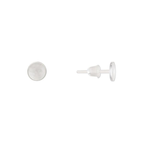 Earstud 1pkg20, 6mm flat pad / 6mm round setting / earnuts, acrylic 10 pair image number 0
