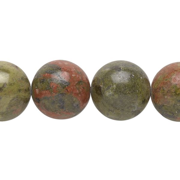 Unakite 1pkg1, round bead natural 15.5-16 inch 14mm image number 0