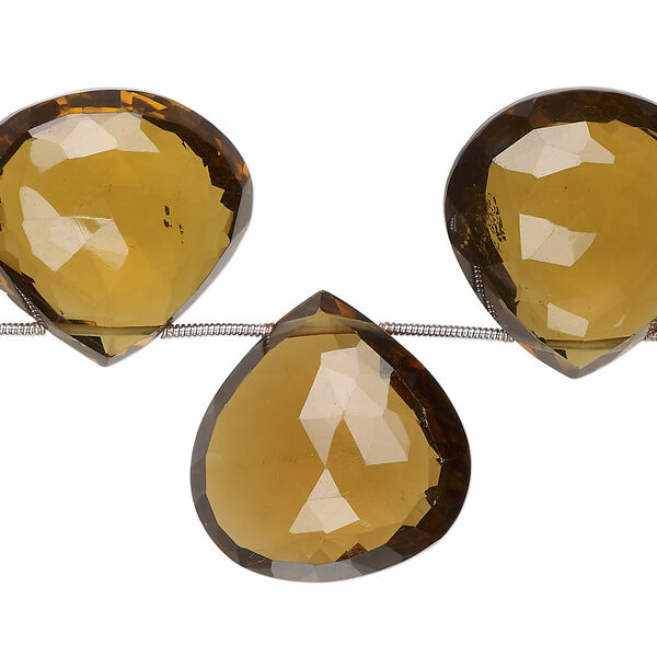 Golden quartz 1pkg10, hand-cut top-drilled faceted puffed teardrop bead 22x22mm-27x26mm image number 0