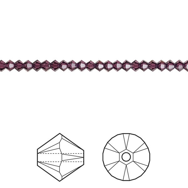 Bead 48pk amethyst, Crystal Passions® 2.5mm bicone 5328 image number 0