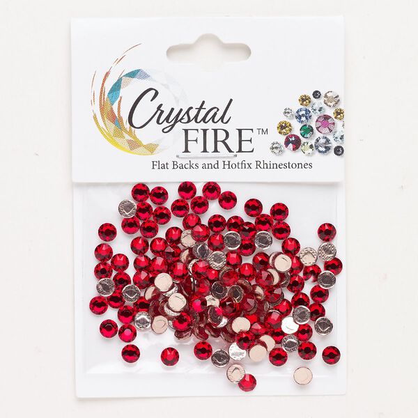 Flat back 144pk light Siam foil back, Crystal Fire® 3.80-4.00mm hotfix round SS16 image number 0