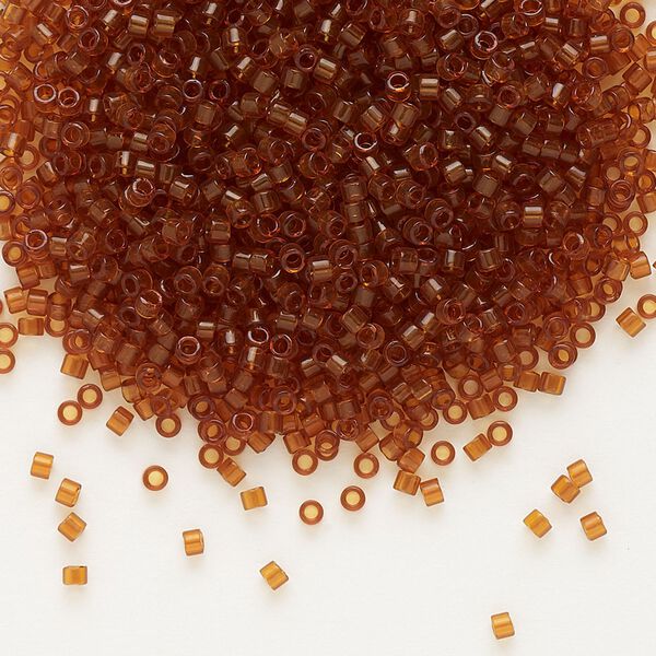 Seed bead, Delica®, glass, pkg/7.5g, #11 round, transparent dark topaz (DB-0709). image number 0