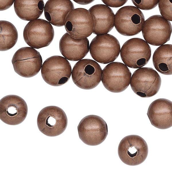 Bead, antique copper-plated steel, 8mm round. Sold per pkg of 100. image number 0