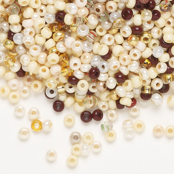 Seed bead mix, Preciosa Czech glass, pkg/50g, #8 round, opaque luster mixed colors. image number 0