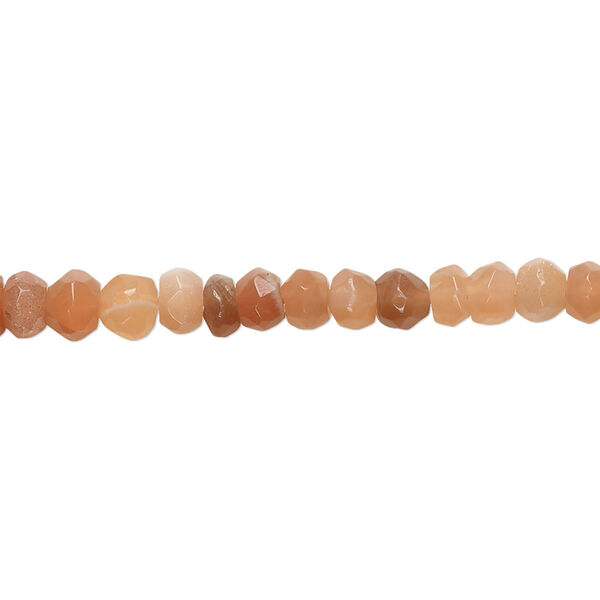 Peach moonstone 1pkg1, hand-cut faceted rondelle bead natural 8 inch 5x3mm-6x4mm image number 0
