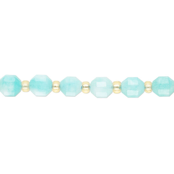 Amazonite 1pkg1, hand-cut faceted drum bead natural 8 inch 6mm image number 0