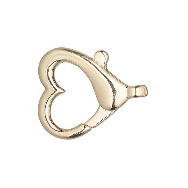 Clasp, lobster claw, gold-finished "pewter" (zinc-based alloy), 22mm open heart. Sold per pkg of 2. image number 0