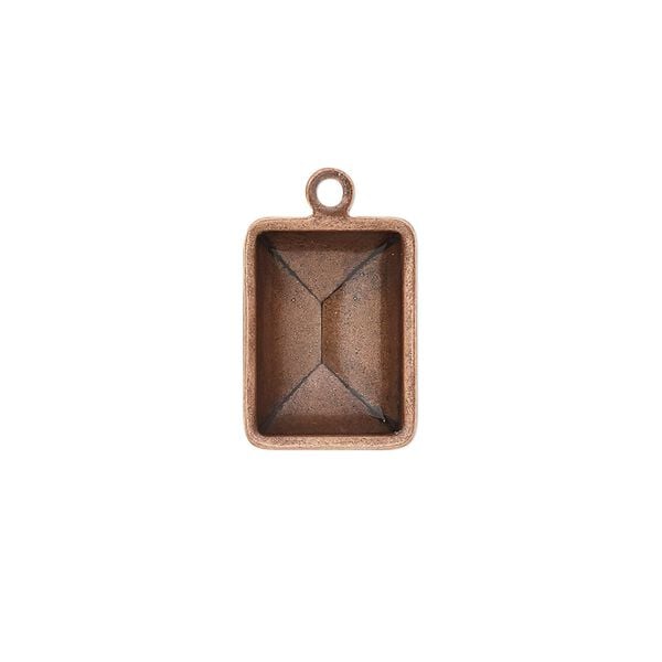 Drop, Almost Instant Jewelry®, antique copper-plated brass, 16.5x12.5mm faceted rectangle with 14x10mm rectangle setting. Sold per pkg of 4. image number 0