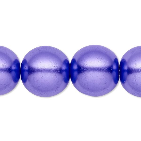 Bead, crystal pearl, violet, 16mm round. Sold per 15-1/2" to 16" strand, approximately 25 beads. image number 0