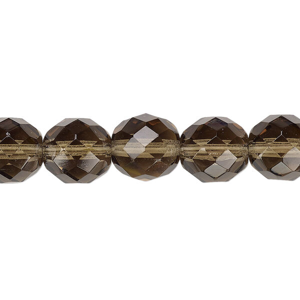 Bead, Czech fire-polished glass, smoke, 10mm faceted round. Sold per pkg of 600 (1/2 mass). image number 0