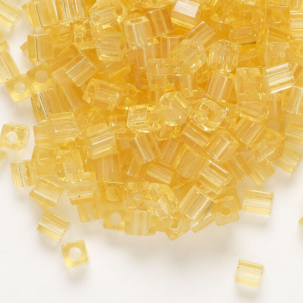 Seed bead, Miyuki, glass, pkg/25g, 3.5-3.7mm square, transparent tan (SB-132). image number 0