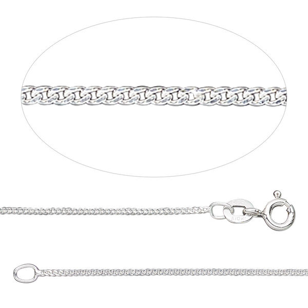 Chain, Gossamer™, sterling silver, 1mm tight curb, 18 inches with springring clasp. Sold individually. image number 0