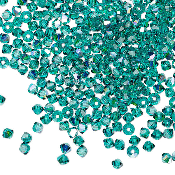 Bead 144pk emerald AB, Preciosa Czech crystal 3mm bicone image number 0