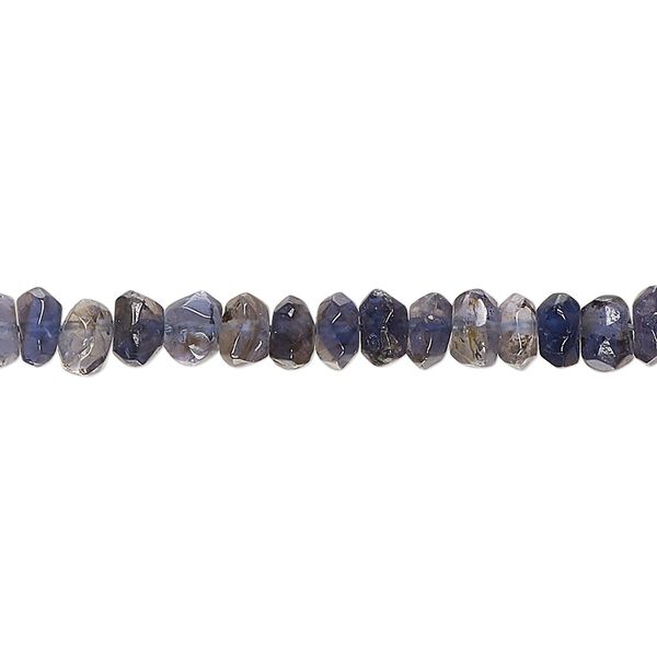 Iolite 1pkg1, hand-cut tumbled faceted saucer / rondelle bead 13 inch 4x2mm-6x4mm image number 0