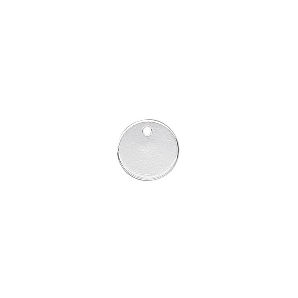 Drop, sterling silver, 9mm flat round. Sold per pkg of 4. image number 0