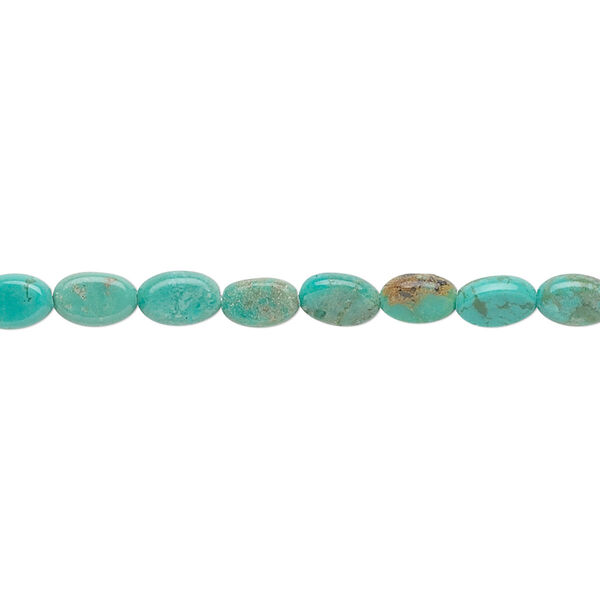 Bead, turquoise (dyed / stabilized), 6x4mm flat oval, C grade, Mohs hardness 5 to 6. Sold per 15-1/2" to 16" strand. image number 0