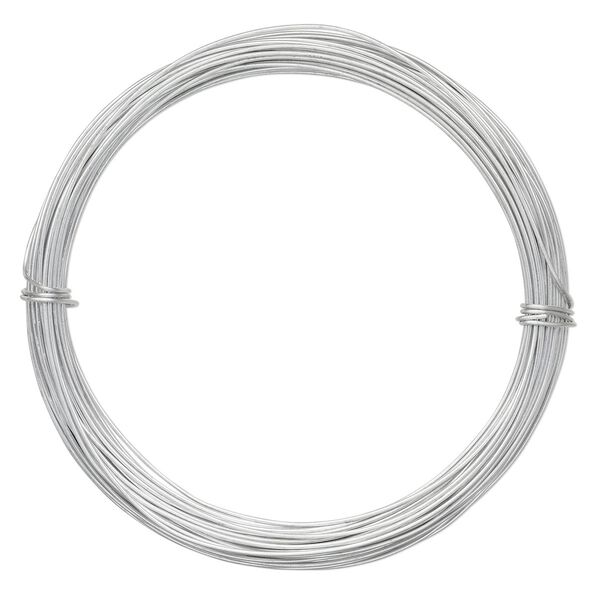 Wire, anodized aluminum, silver, 0.8mm round, 20 gauge. Sold per pkg of 45 feet. image number 0