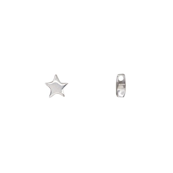 Charm, sterling silver, 6mm double-sided star. Sold per pkg of 2. image number 0