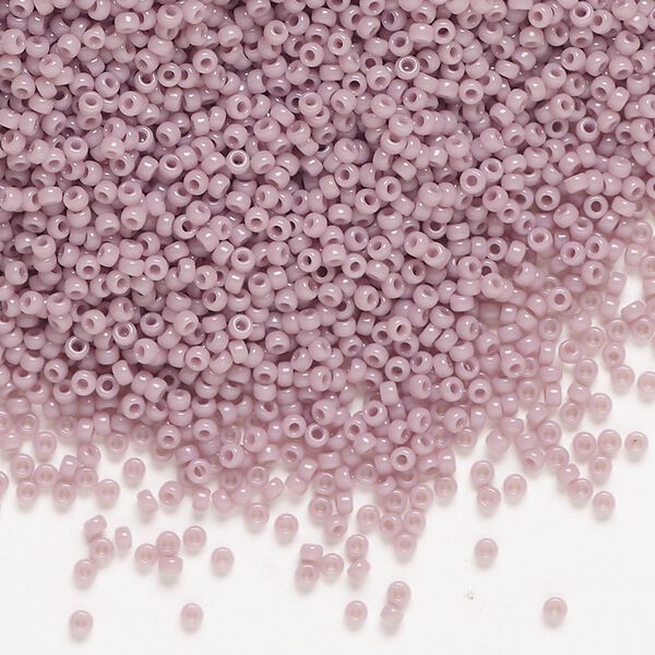 Seed bead, Miyuki, glass, pkg/250g, #15 rocaille, opaque mauve (RR-410). image number 0