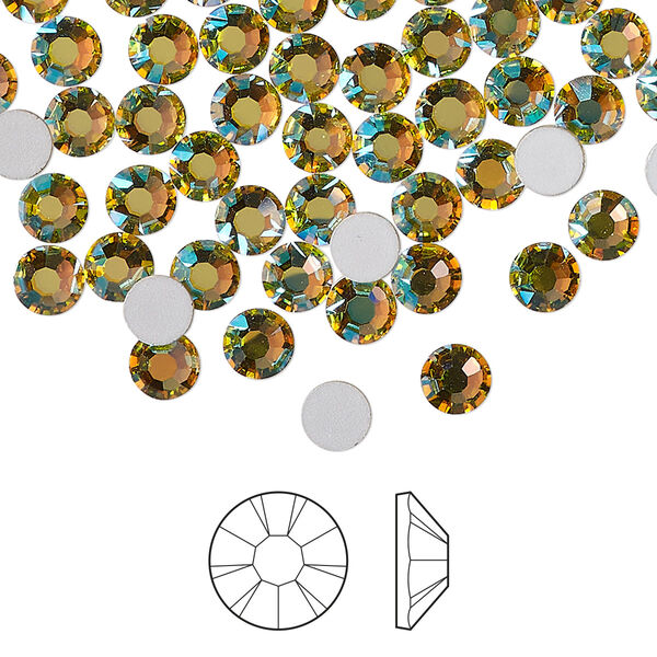 Flat back 144pk acid yellow AB foil back, Preciosa MAXIMA Czech crystal rhinestone 4.6-4.8mm chaton rose round SS20 image number 0
