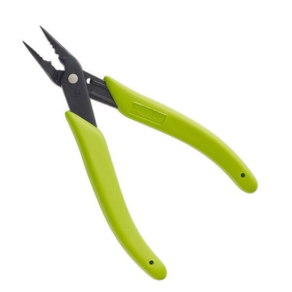 Pliers, Xuron®, #494, 4-in-1 crimp and chain-nose, steel and rubber, black and green, 5-1/2 inches. Sold individually. image number 0