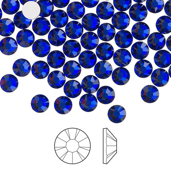 Flat back 144pk cobalt blue foil back, Preciosa MAXIMA Czech crystal rhinestone 4.6-4.8mm chaton rose round SS20 image number 0