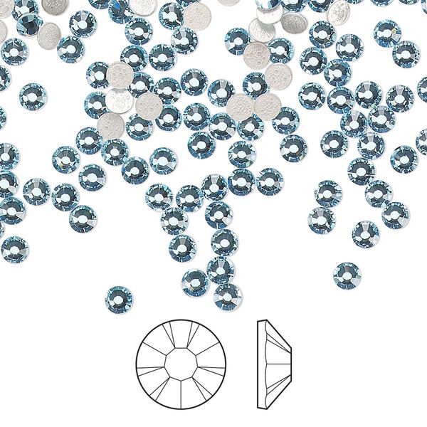 Flat back 144pk aquamarine foil back, Preciosa MAXIMA Czech crystal hotfix rhinestone 2.7-2.9mm chaton rose round SS10 image number 0