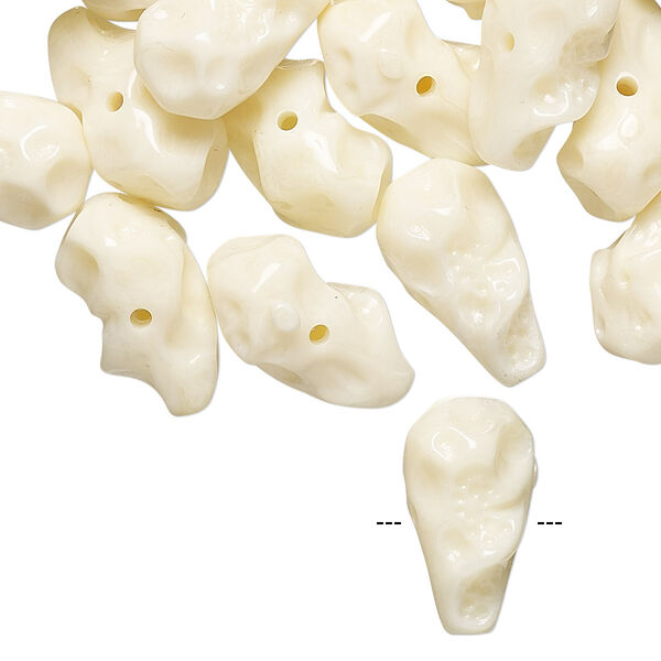 Bead, vintage German acrylic, ivory, medium nugget. Sold per pkg of 24. image number 0