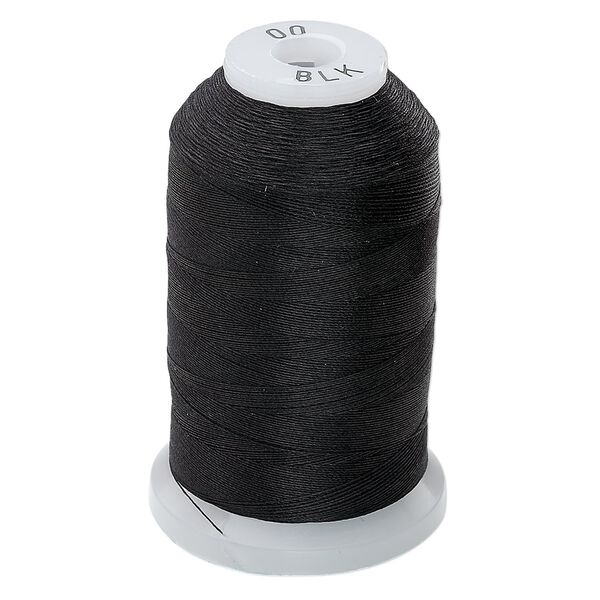 Thread, Purely Silk™, 3-ply, black, size OO. Sold per 695-yard spool. image number 0