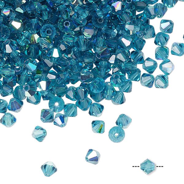 Bead 720pk indicolite AB, Preciosa Czech crystal 4mm bicone image number 0
