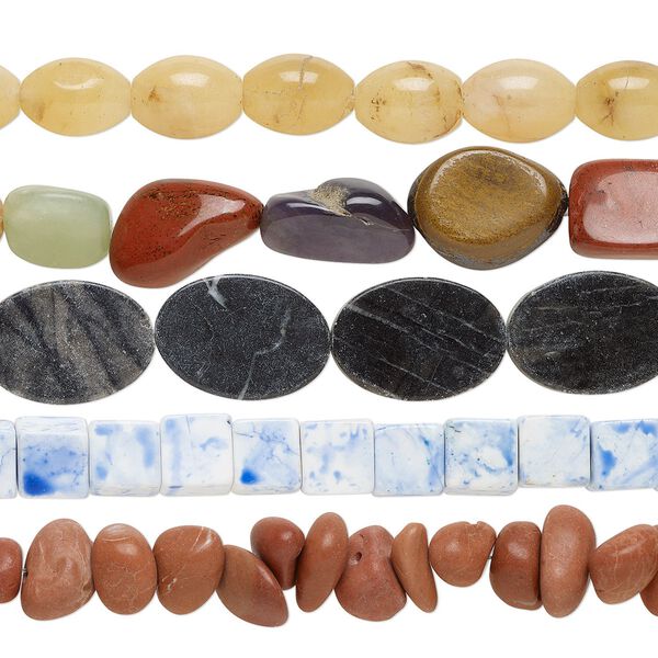 Multi-gemstone / glass 1pkg5, mixed shape bead 15 inch mix 10x7mm-25x19mm image number 0