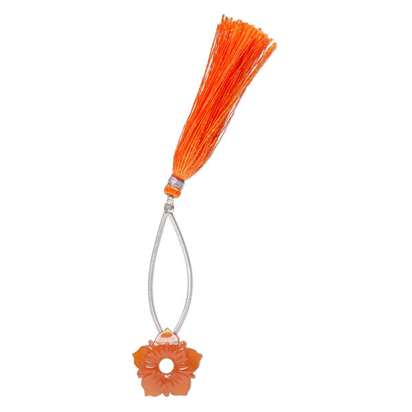Carnelian 1pkg1, hand-cut top-drilled carved flower bead 20x20mm image number 1
