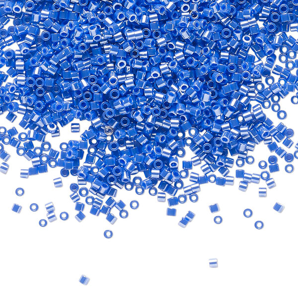 Seed bead, Delica®, glass, pkg/50g, #15 round, opaque luster cyan blue (DBS-1569). image number 0