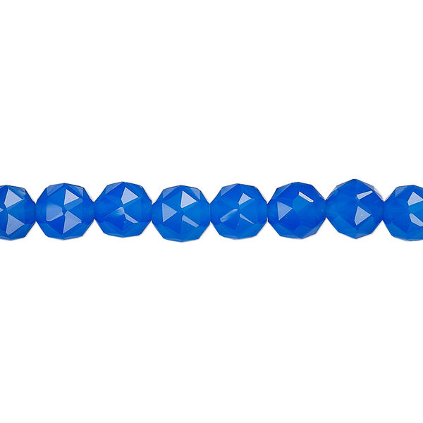 Blue agate 1pkg1, rose-cut round bead 8 inch 6mm image number 0