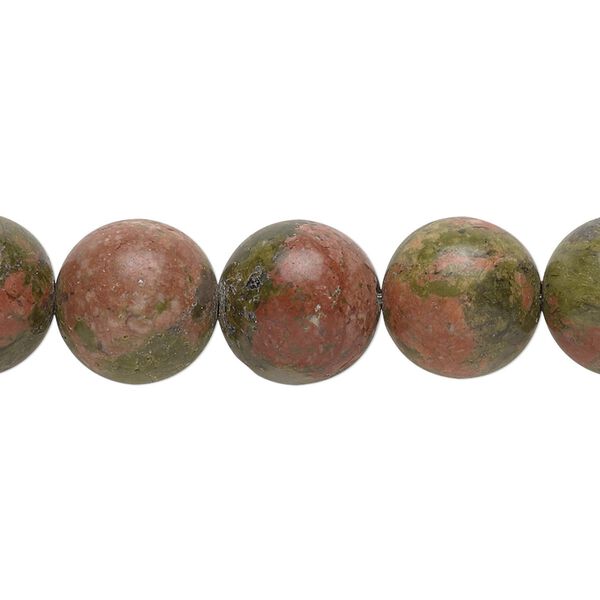 Unakite 1pkg1, round bead natural 15.5-16 inch 12mm image number 0
