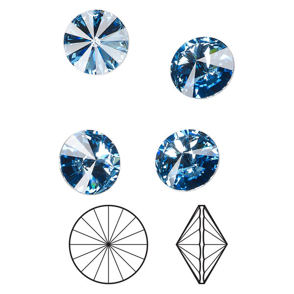 Chaton 4pk cool blue foil back, Crystal Passions® Regenerated 10.54-10.91mm rivoli SS47 1122 image number 0