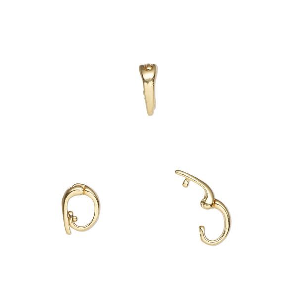Bail, gold-plated brass, 7.5x5.5mm hinged, 4mm grip length. Sold per pkg of 4. image number 0