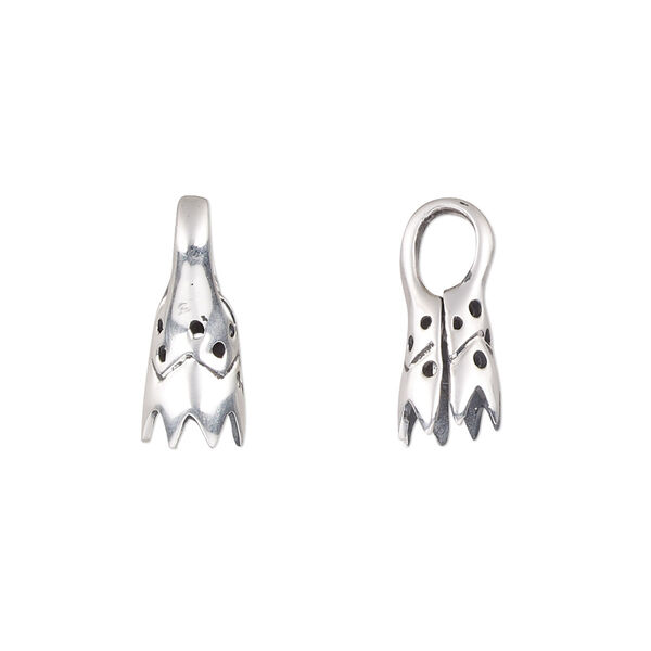 Bail, ice-pick, antiqued sterling silver, 16x7mm with 5mm grip length. Sold individually. image number 0