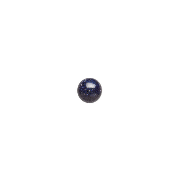 Cabochon, blue goldstone (glass) (man-made), 6mm calibrated round. Sold per pkg of 10. image number 0