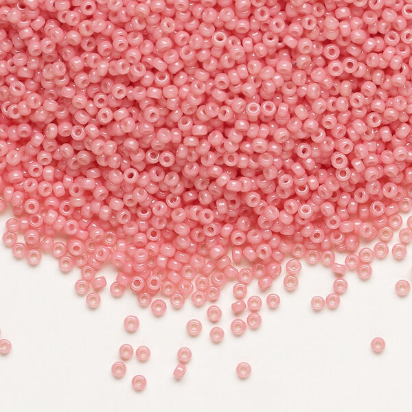 Seed bead, Miyuki, glass, pkg/250g, #15 rocaille, Duracoat® opaque outside dyed guava, (RR-4465). image number 0