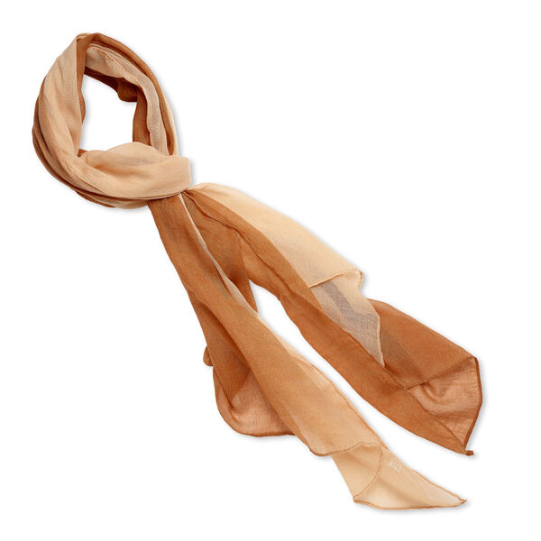 Scarf, polyester, tan and camel, 60x24-inch rectangle. Sold individually. image number 0