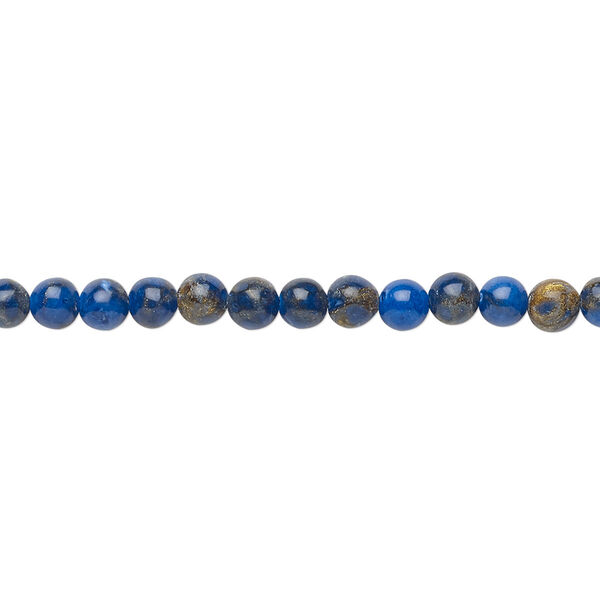 Bead, resin and multi-stone (dyed / assembled), lapis blue and brown, 4mm round. Sold per 8-inch strand, approximately 50 beads. image number 0