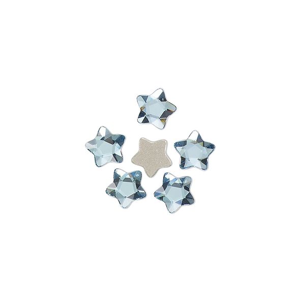 Flat back 6pk aquamarine foil back, Crystal Passions® 6mm star flower 3754 image number 0