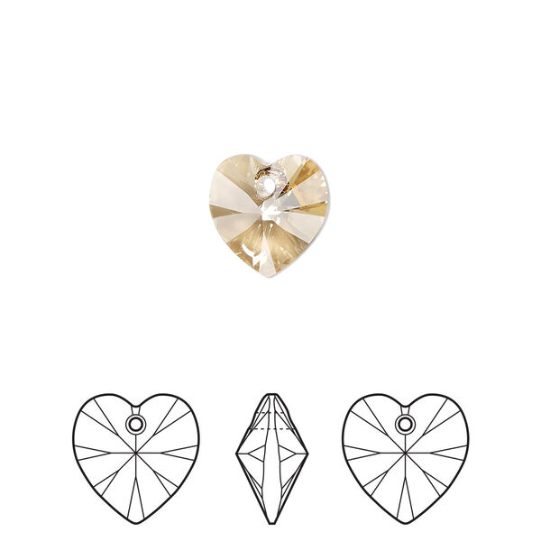 Drop 288pk crystal golden shadow, Swarovski® 10mm pendant heart 6228 image number 0