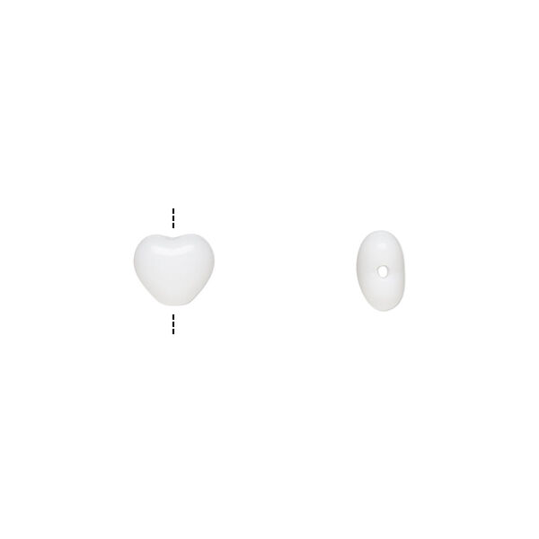 Bead, Czech pressed glass, opaque white, 6.5x6mm heart. Sold per 15-1/2" to 16" strand, approximately 65 beads. image number 0