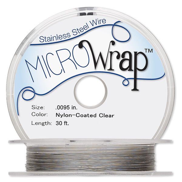 Wire, MICROWrap™, nylon-coated stainless steel, clear, 1 strand, 0.0095-inch diameter. Sold per 30-foot spool. image number 0