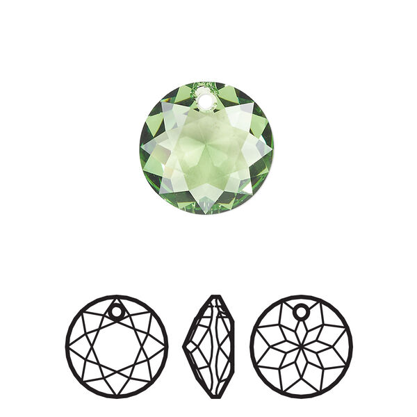 Drop 24pk peridot, Swarovski® ReCreated™ 14mm pendant classic cut 6430 image number 0