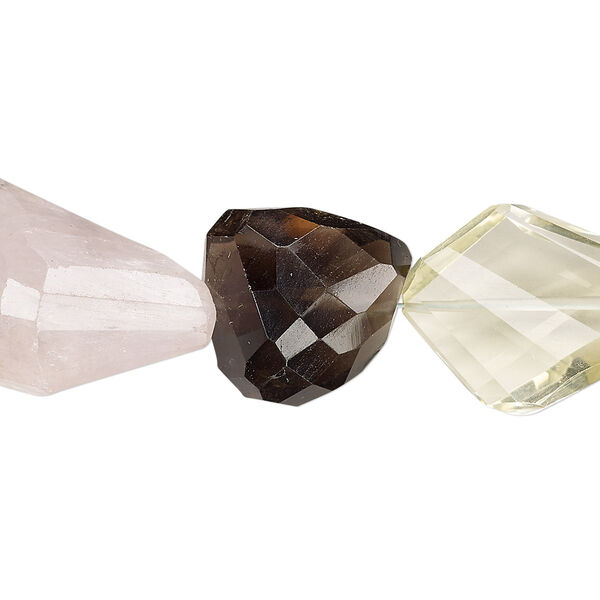 Bead, multi-gemstone (natural / dyed / heated / irradiated), multicolored, small to large hand-faceted nugget, Mohs hardness 3 to 7. Sold per 8-inch strand. image number 0