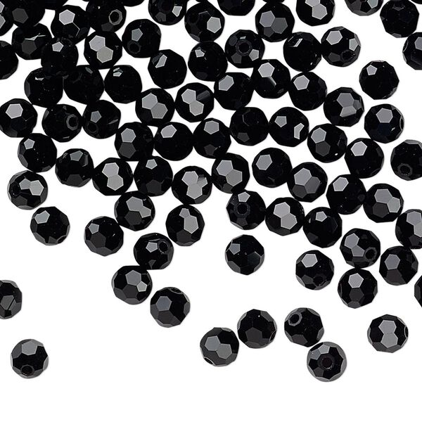 Bead 144pk jet, Preciosa Czech crystal 4mm round image number 0