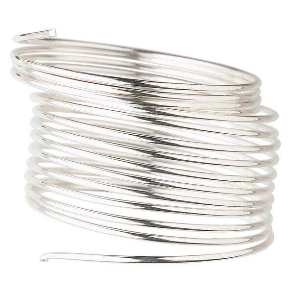 Wire, sterling silver, half-hard, round, 18 gauge. Sold per 25-foot spool. image number 0